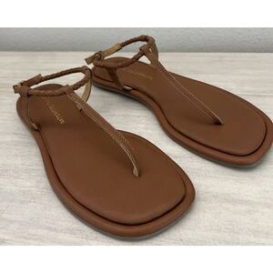 B.O.G Collective Women Sz 10M Lively Cognac Braided Leather Sandals NIB